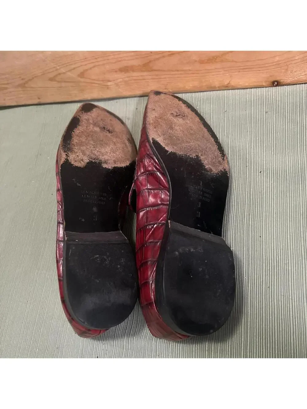 Jacobson's Vintage Oxblood Croc Embossed Leather Mens Loafers Size 8 M